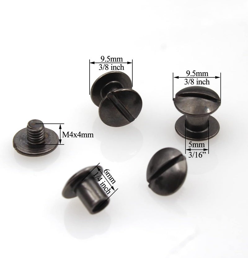 ALLOYPRO 36 Pcs Gun Metal Round Metal Chicago Binding Screws Assorted Kit Nail Rivet Chicago Button DIY Leather Decoration Bookbinding Round Flat Head Stud Screw M5x6mm - Image 2